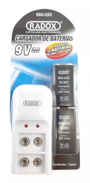 CARGADOR DE BATERIA 9V C/2 PILAS  660-220