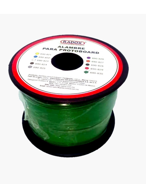 CARRETE (100M)ALAMBRE P/PROTOBOARD VERDE  690-830