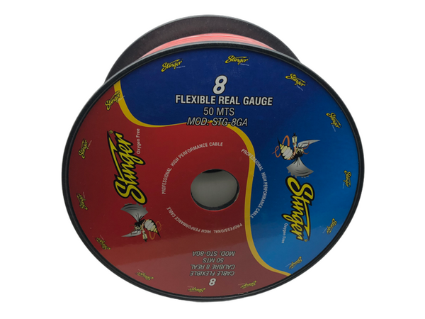 ROLLO DE CABLE PARA FUENTE CALIBRE 8 MARCA STINGER 50 METROS  STG-8GA